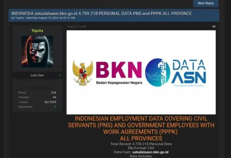 Kebocoran Data ASN BKN: 4,7 Juta Data Dijual 160 Juta di Forum Hacker, Pemerintah Perlu Bertindak Tegas