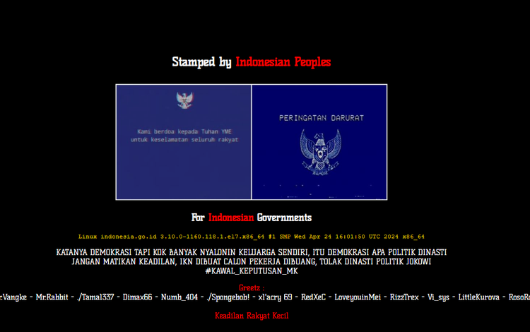 Sejumlah Situs Pemerintah Indonesia Diretas Pesan Peringatan Darurat Disampaikan oleh Hacker